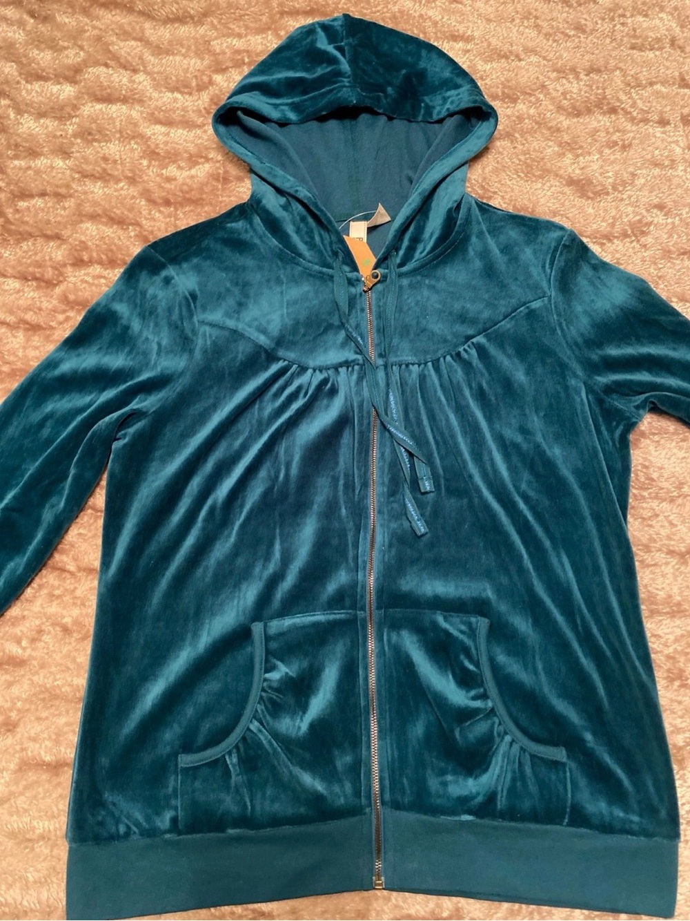 Route 66 Teal Velvet Hooded Bomber Jacket and Pants (2-pc set)